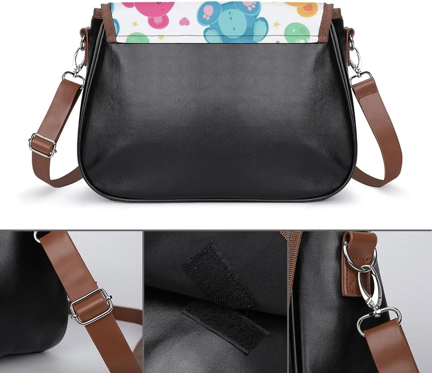 Cute Bear Crossbody Bag Leather Crossbody Bag,flapover Crossbody Bag,crossover Shoulder Bag with Adjustable Strap