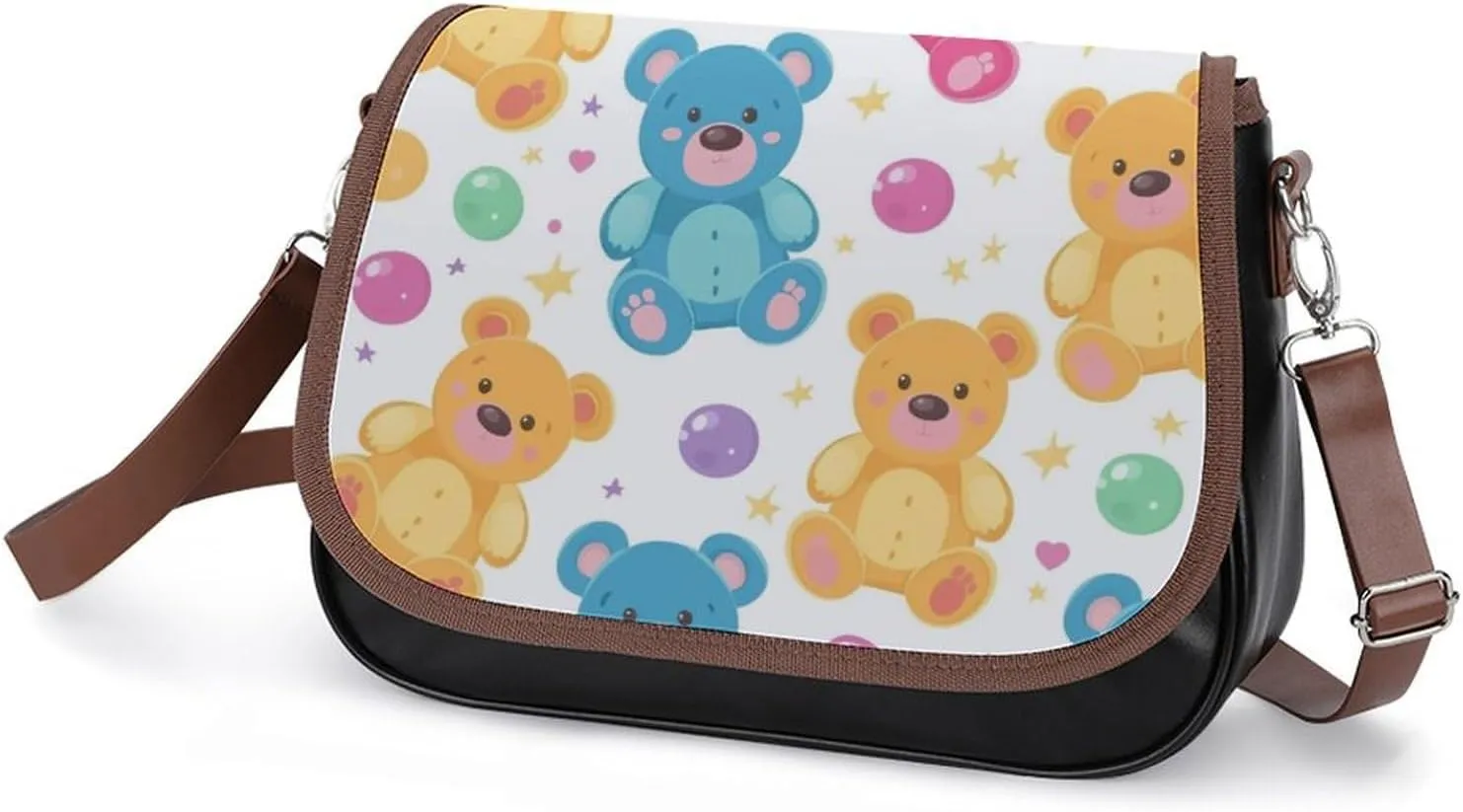 Cute Bear Crossbody Bag Leather Crossbody Bag,flapover Crossbody Bag,crossover Shoulder Bag with Adjustable Strap