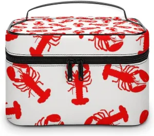 Cute Red Lobster Animal Fashionable Portable Makeup Bag, Travel Makeup Bag Storage,