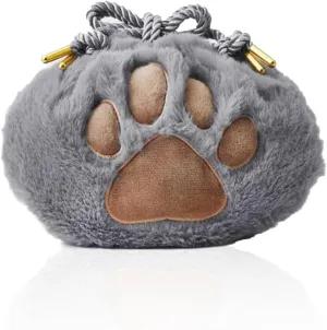 Cute Small Makeup Bag, Plush Paw Pouch, Funny Mom Gifts for Women, Drawstring Travel Cosmetic Organizer, Cat Themed Lover Gift (Dark Grey)