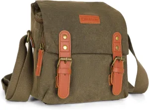 Cwatcun Small Camera Bag Compact Canvas Camera Messenger Bag, Digital Camera Shoulder Case, Travel Photography Bag for Canon, Nikon, Sony, Fuji DSLR/SLR/Mirrorless Cameras, Lens and Accessories
