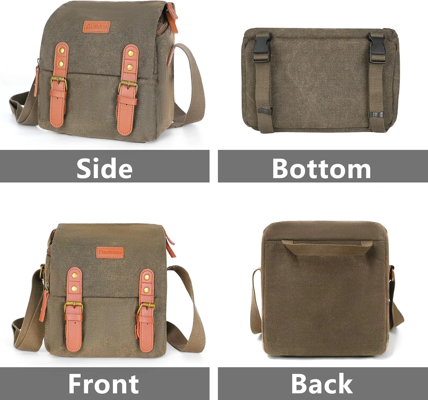 Cwatcun Small Camera Bag Compact Canvas Camera Messenger Bag, Digital Camera Shoulder Case, Travel Photography Bag for Canon, Nikon, Sony, Fuji DSLR/SLR/Mirrorless Cameras, Lens and Accessories