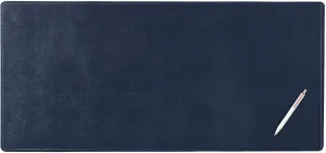DACASSO Bonded Leather No Core Rollable Desk Mat/Pad - Luxury Leather Desk Blotter for Writing - Executive Desk Surface Protector - (Navy Blue, 32” x 15”)