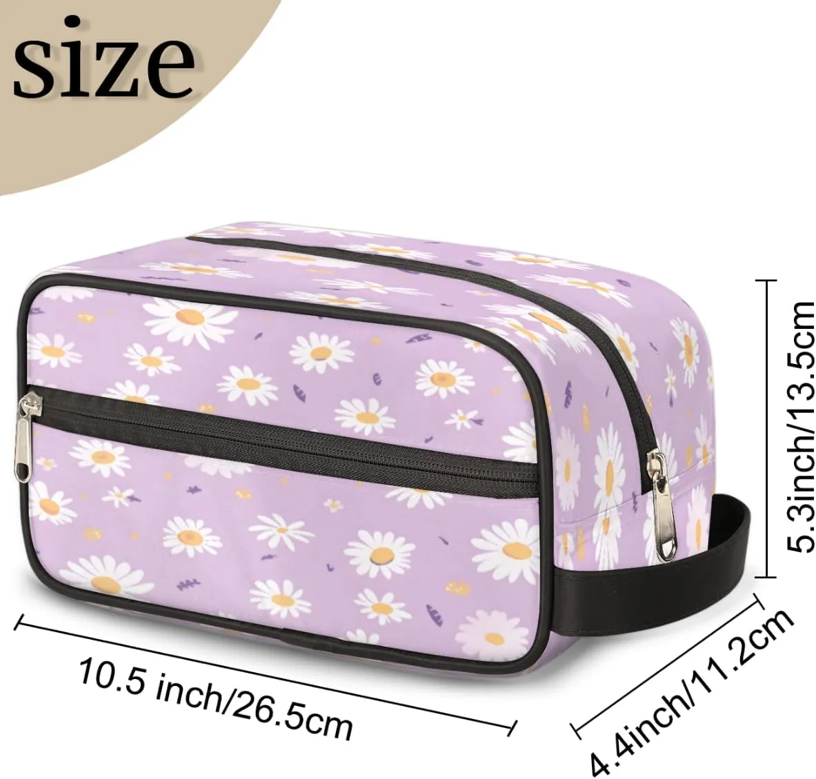 Daisy Toiletry Bag for Women Girl,Floral Travel Cosmetic Bag,Hanging Makeup Bag,Approved Hygiene Bag Waterproof Dopp Kit Organizer for Toiletries Shower Bathroom Carry-on Accessories Gifts