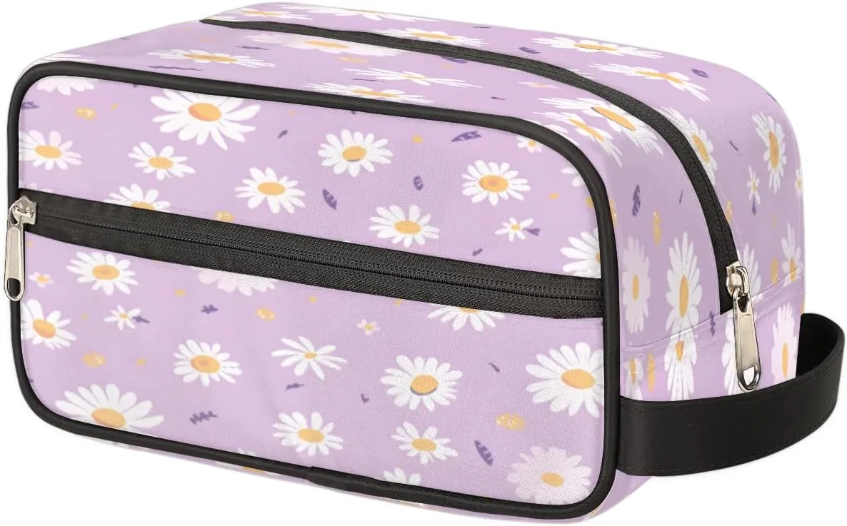 Daisy Toiletry Bag for Women Girl,Floral Travel Cosmetic Bag,Hanging Makeup Bag,Approved Hygiene Bag Waterproof Dopp Kit Organizer for Toiletries Shower Bathroom Carry-on Accessories Gifts