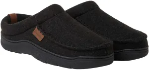 Dearfoams Men's Clog Style Memory Foam Slippers Wool Blend (Small, Black, small)