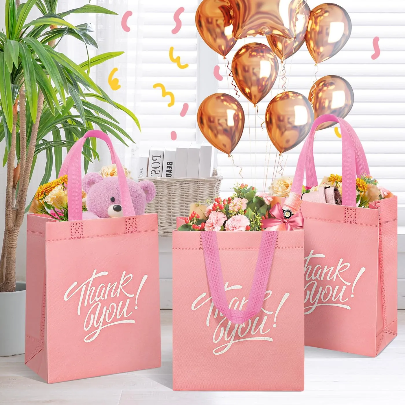 DECHISY 36Pcs Thank You Gift Bags, Reusable Gift Bags,Thank You Bags with Handles for Business, Wedding, Graduations,Party Favors (10x8x4 Inch)