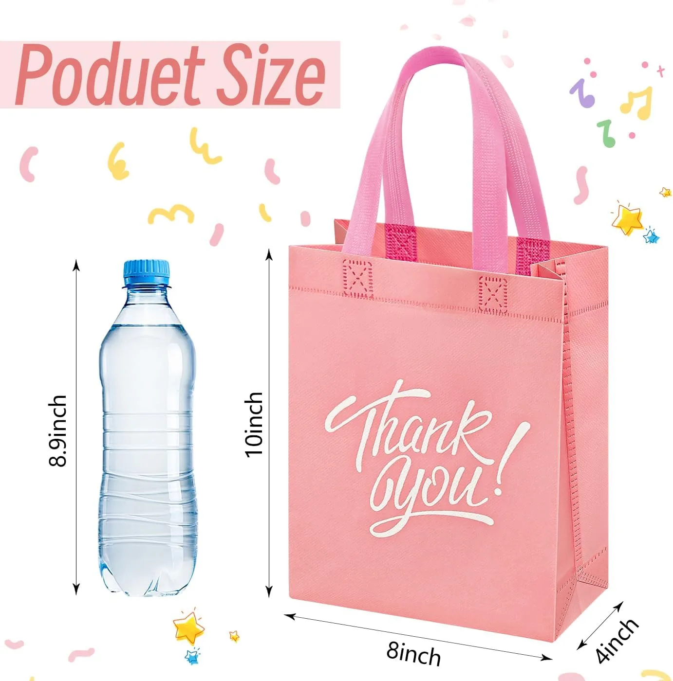 DECHISY 36Pcs Thank You Gift Bags, Reusable Gift Bags,Thank You Bags with Handles for Business, Wedding, Graduations,Party Favors (10x8x4 Inch)