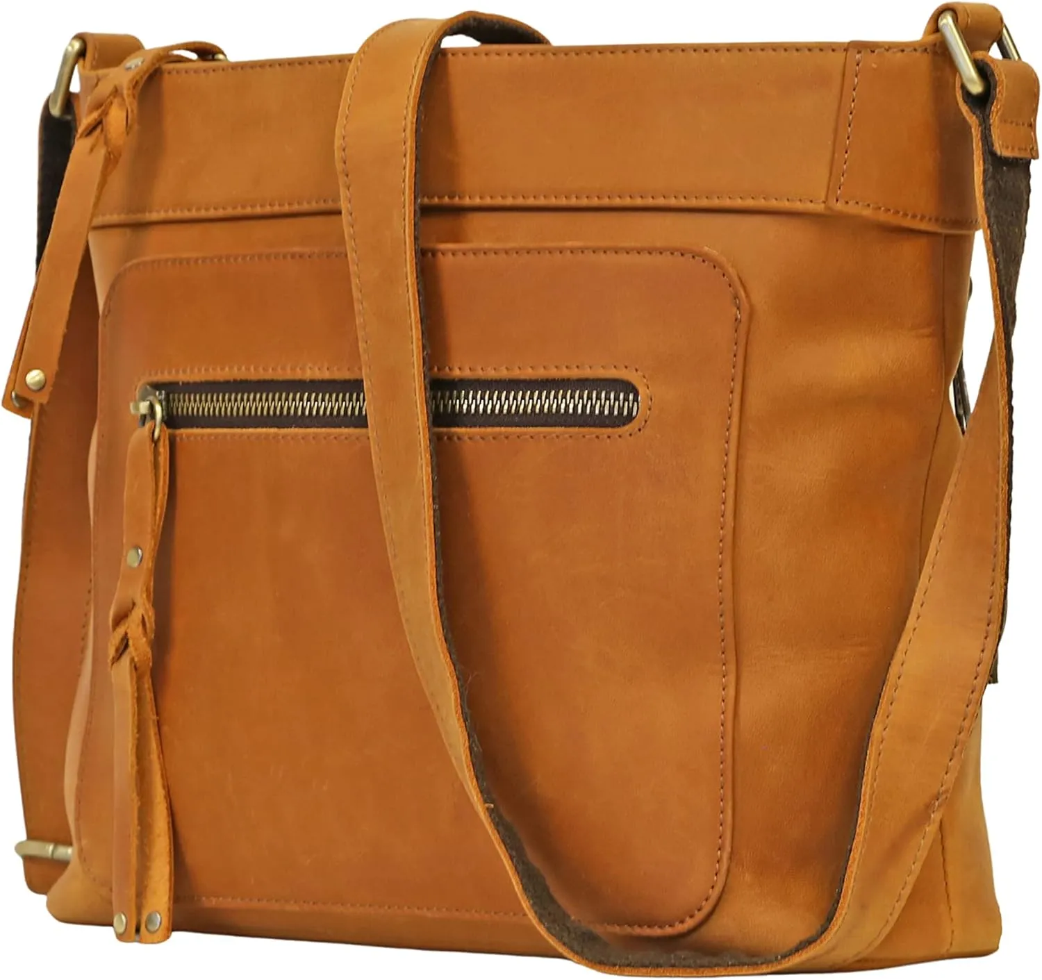 Delaney Concealed Carry Crossbody Purse Leather Handbag with Locking Gun Compartment and Adjustable Strap