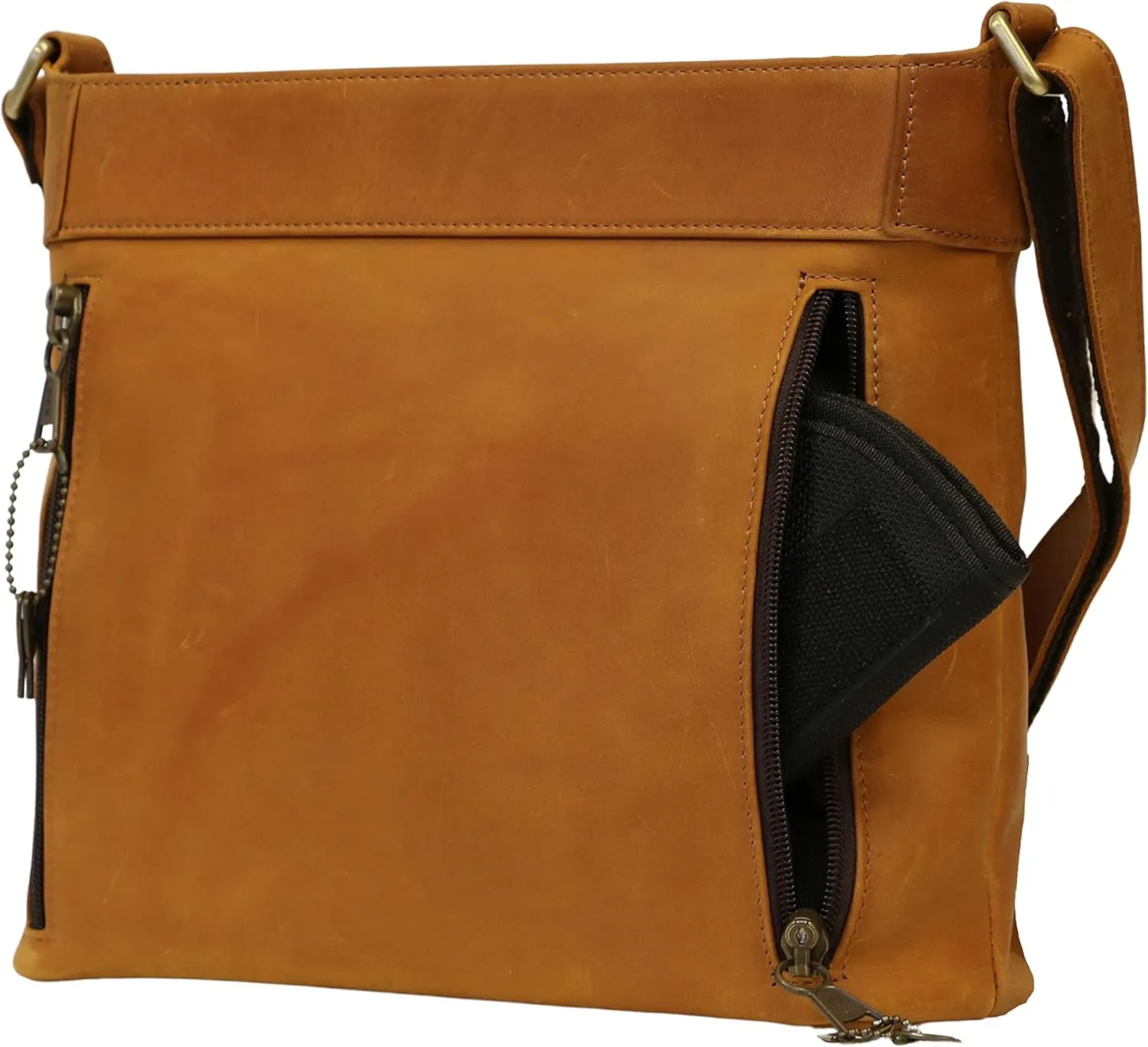 Delaney Concealed Carry Crossbody Purse Leather Handbag with Locking Gun Compartment and Adjustable Strap