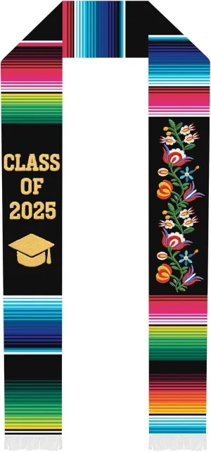 Deluxe Mexican Graduation Sash 2025 | Embroidered Graduation Stole Class of 2025 | Authentic Mexican Sash for Graduation 2025