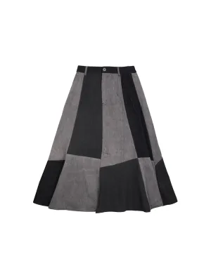 Denim Col Block Mermaid Maxi Skirt