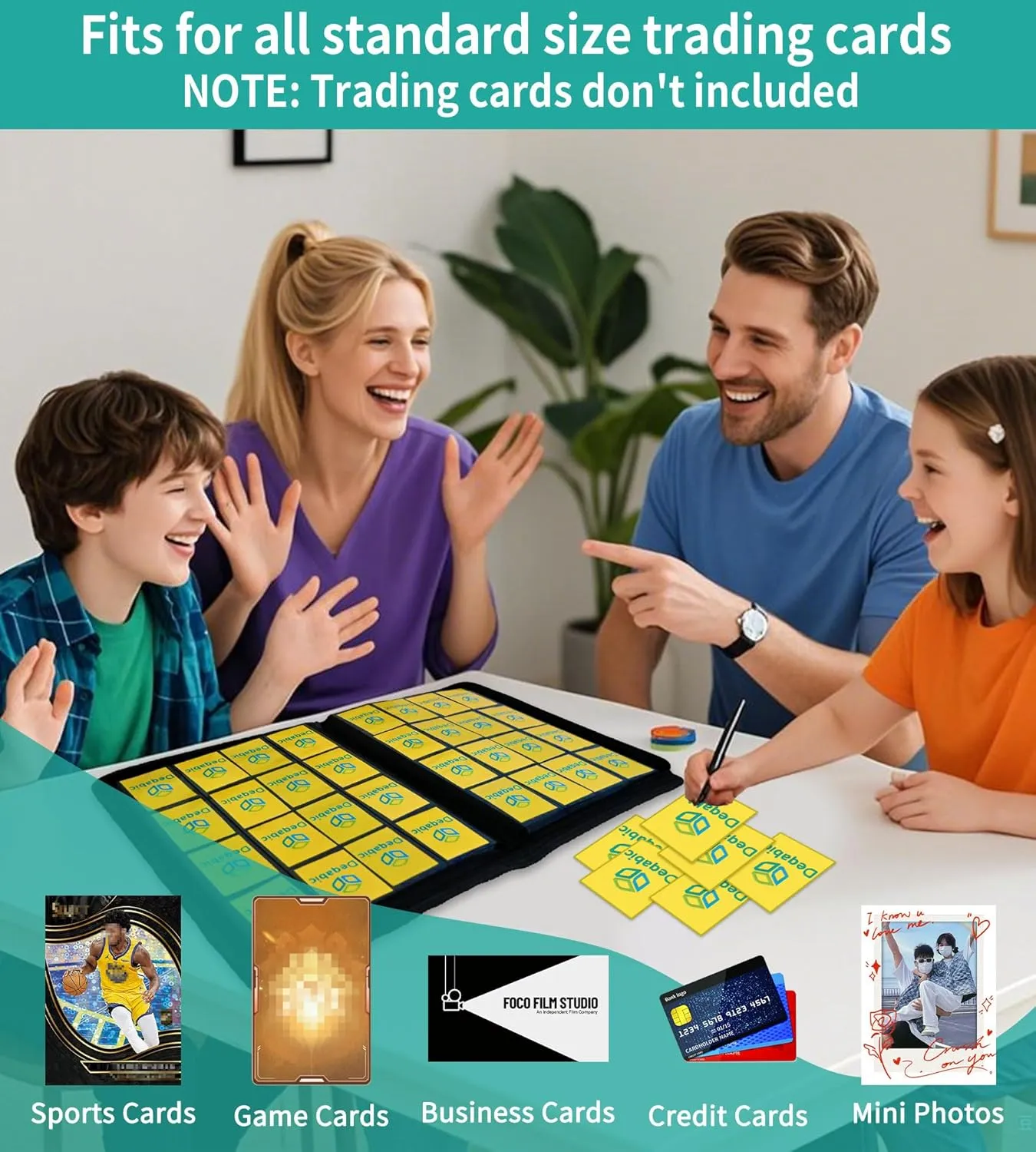 DEQADIC 16 Pocket Card Binder, 1000  Trading Card Album Folder, Side Loading Ringless Card Collection Binder for Sports Game Cards (Red)