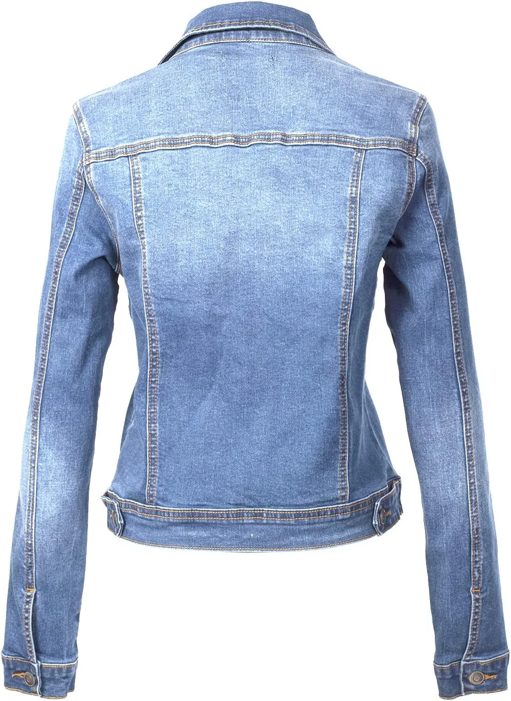 Design by Olivia Women's Classic/Destroyed Vintage Washed Long Sleeve Denim Jean Jacket