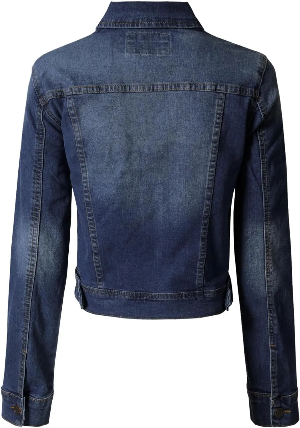 Design by Olivia Women's Classic/Destroyed Vintage Washed Long Sleeve Denim Jean Jacket