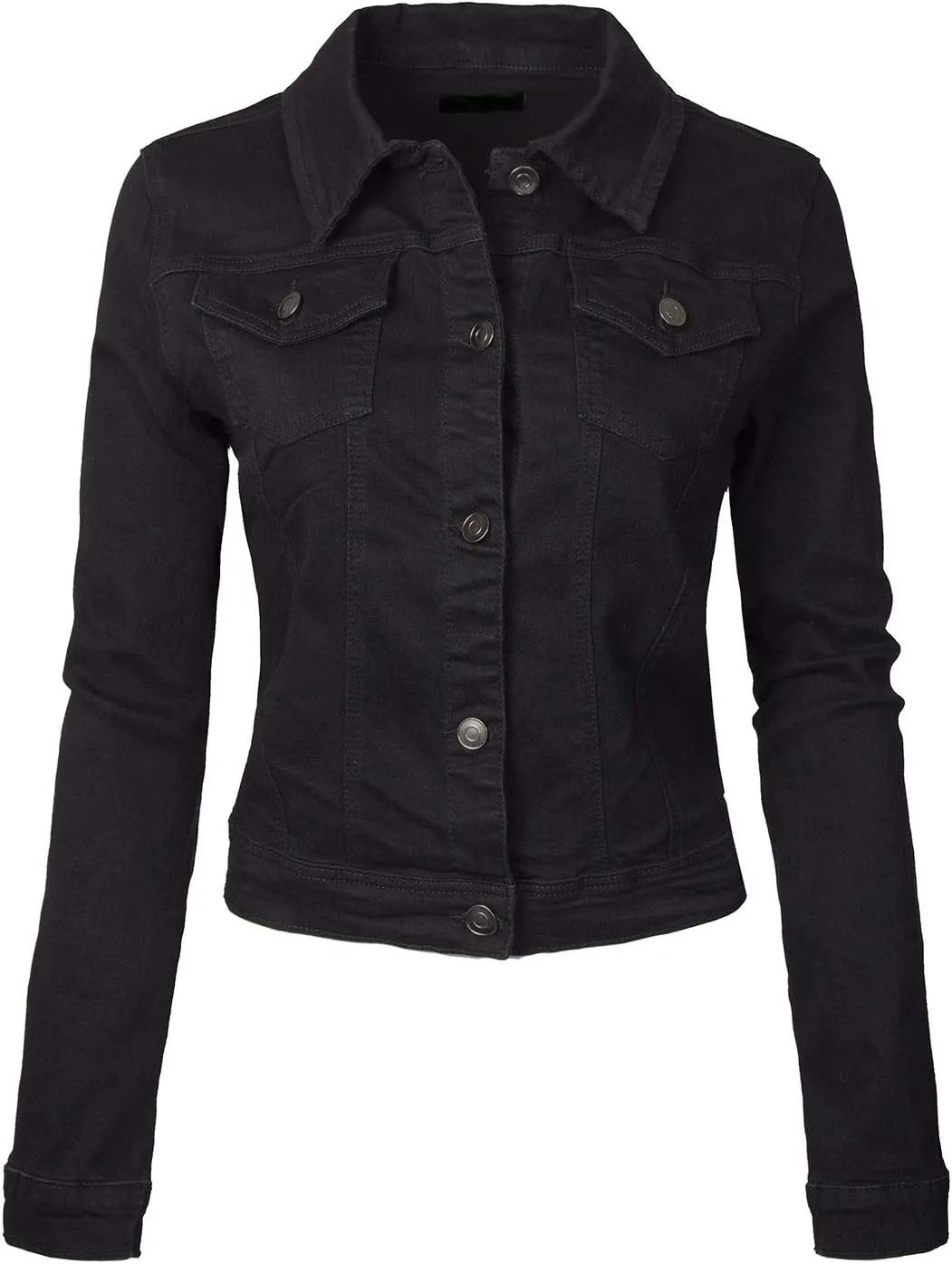 Design by Olivia Women's Classic/Destroyed Vintage Washed Long Sleeve Denim Jean Jacket