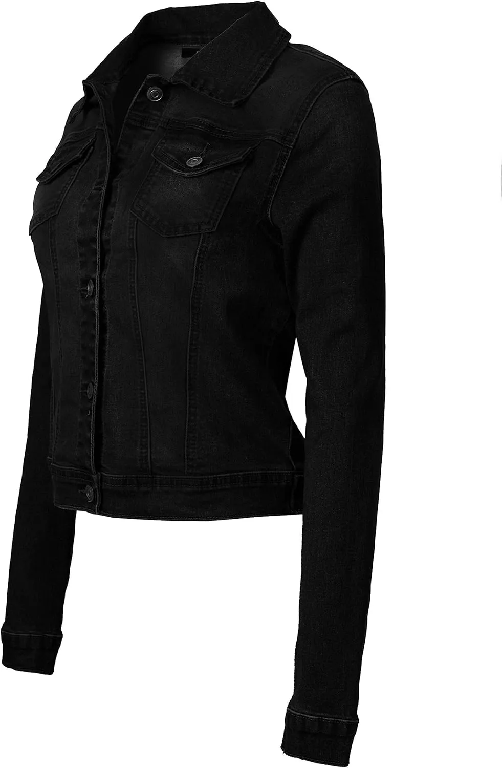 Design by Olivia Women's Classic/Destroyed Vintage Washed Long Sleeve Denim Jean Jacket