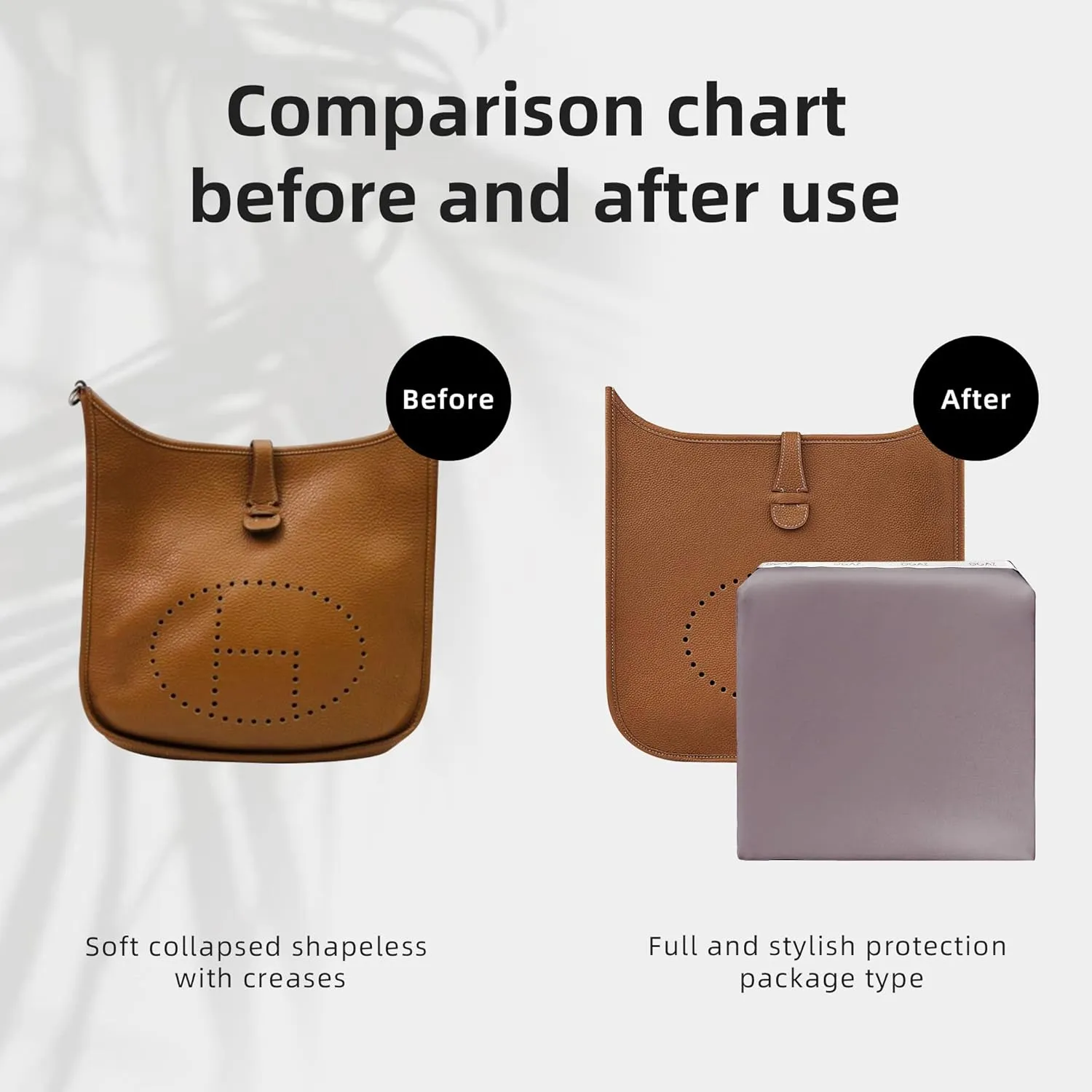 DGAZ Bag Pillow Shaper Insert for Luxury Handbags, Silky Pillow Shaper for Hermes Evelyne mini/29/33/40 Bags（Mini,Konjac purple）