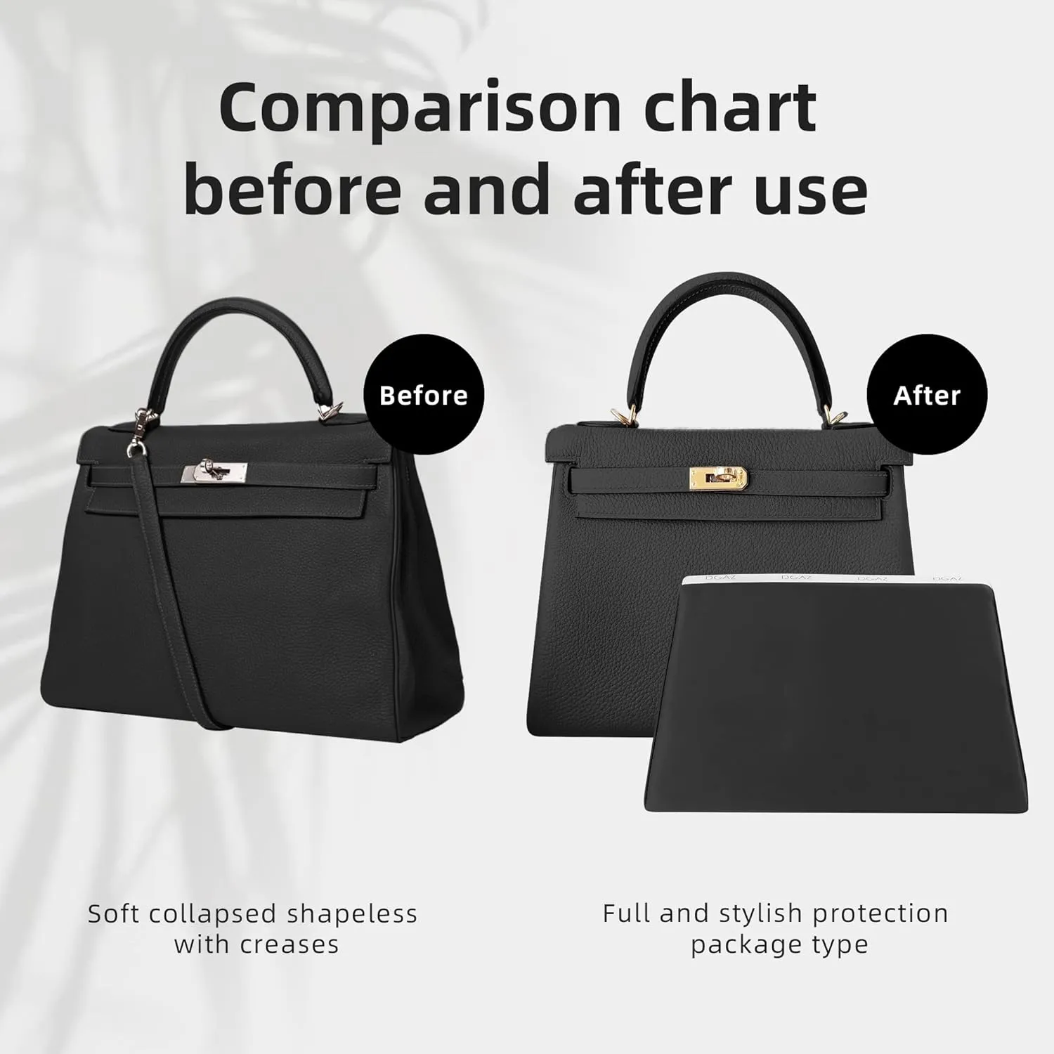 DGAZ Purse Pillow Shaper Insert for Hermes Kelly Bags, Silky Pillow Shaper for Luxury Handbags(Black,Pochette)