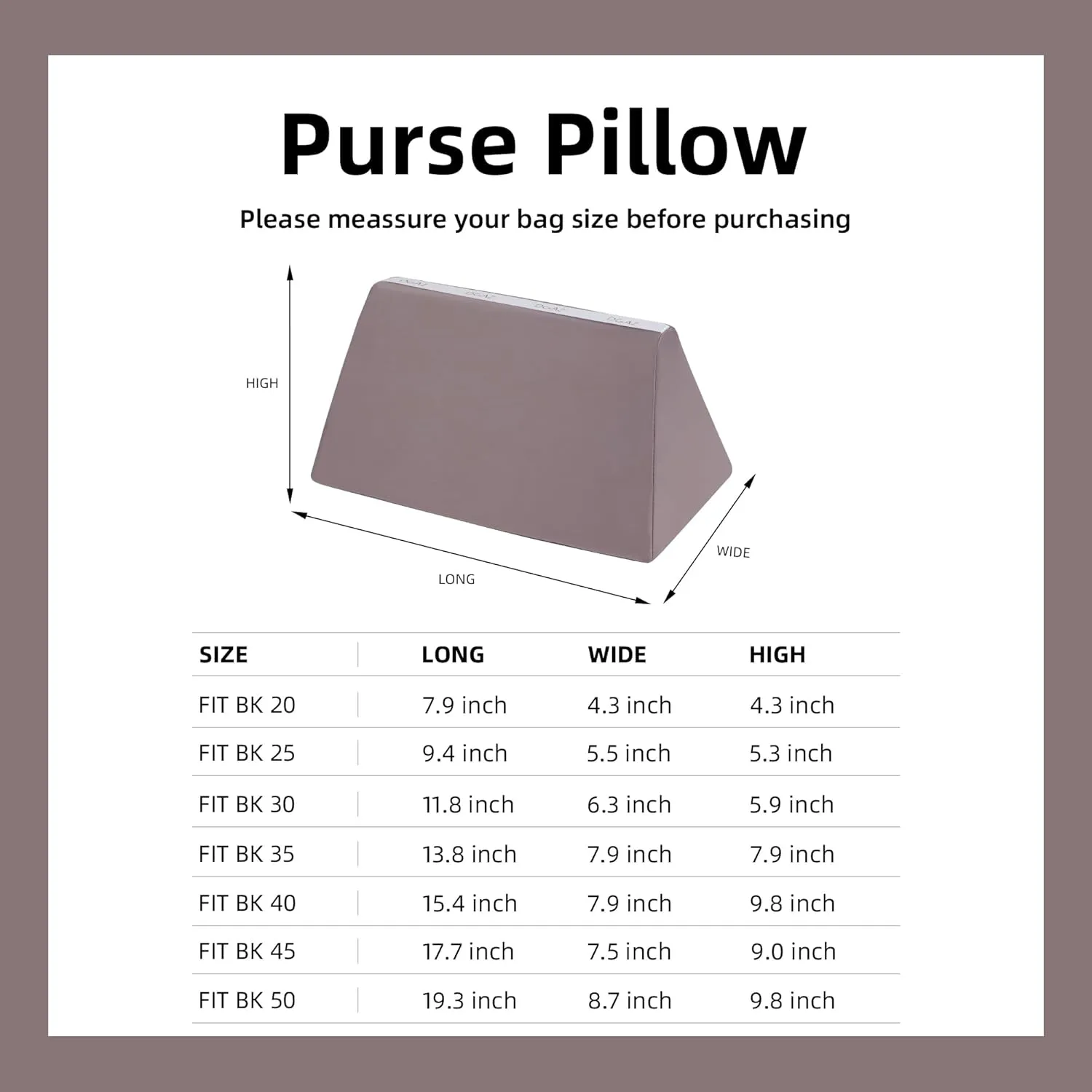 DGAZ Purse Pillow Shaper Insert,Luxury Handbag Tote Shapers, Memory Foam- Fits Birkin 25/30/35/40 Bag (Konjac Purple, BK25 Retourne)