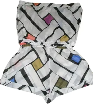 DIANE VON FURSTENBERG Tropical Maze Printed Cotton Beabea Coverup Romper L