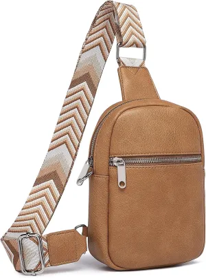 DIOMO Anti Theft Crossbody Bags for Women with Zipper Lock, RFID Small Sling Bag, Vegan Leather Safe Mini Travel Purse (Small-Light Brown)