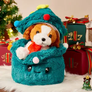 Dog Stuffed Animal & Cute Tree Plush Decorations, Puppy Stuffed Animal Gifts for Kids, Cuddly Stuffed Puppy Dog Toy - Perfect for Christmas Tree Home Decor & Storing Toy (2 Pcs)