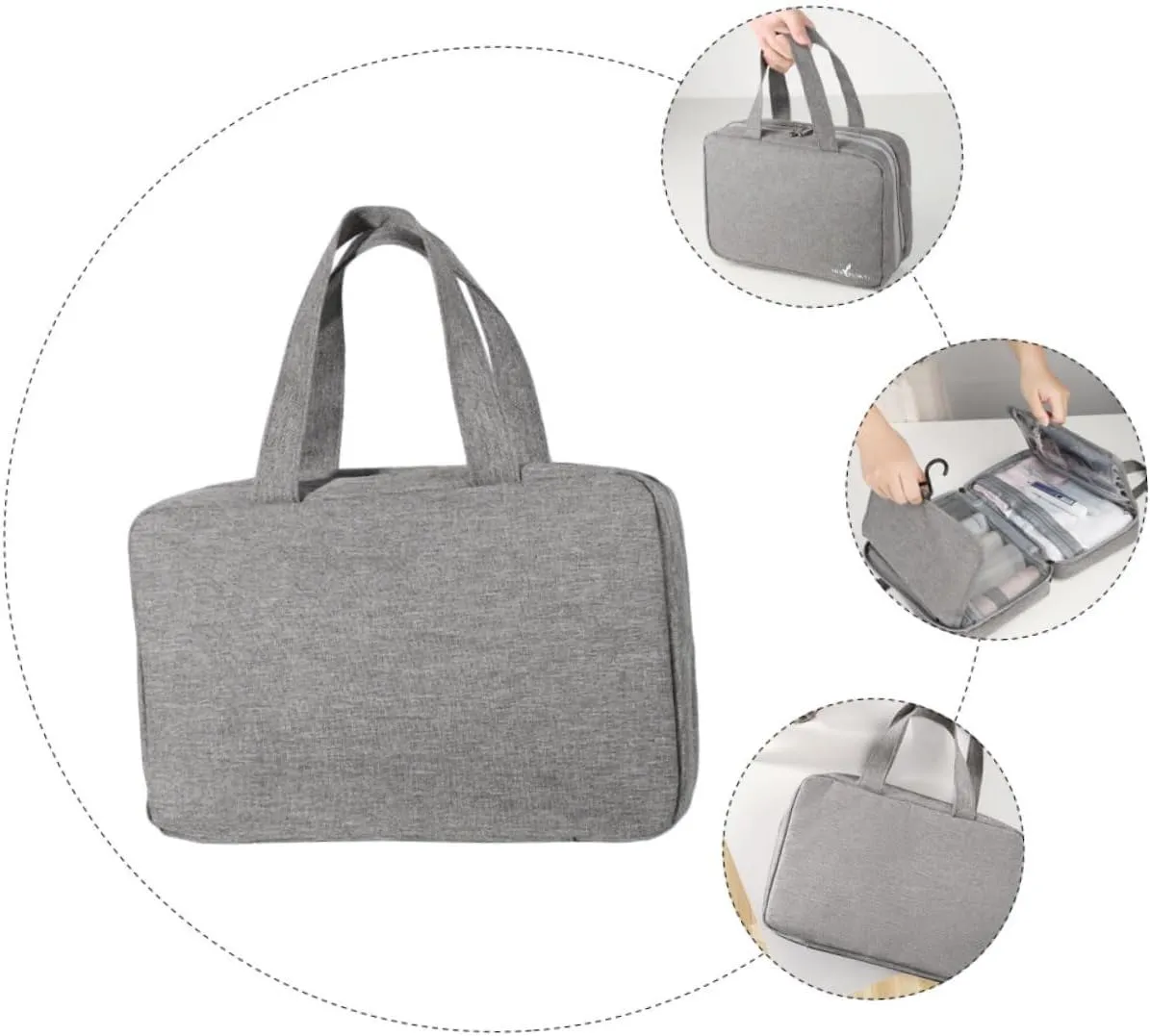 DOITOOL 1pc Makeup Storage Bag Makeup Bags Purse Makeup Bag Toiletry Travel Bag Make up Storage Bags Male, Grey, 27X8X18CM