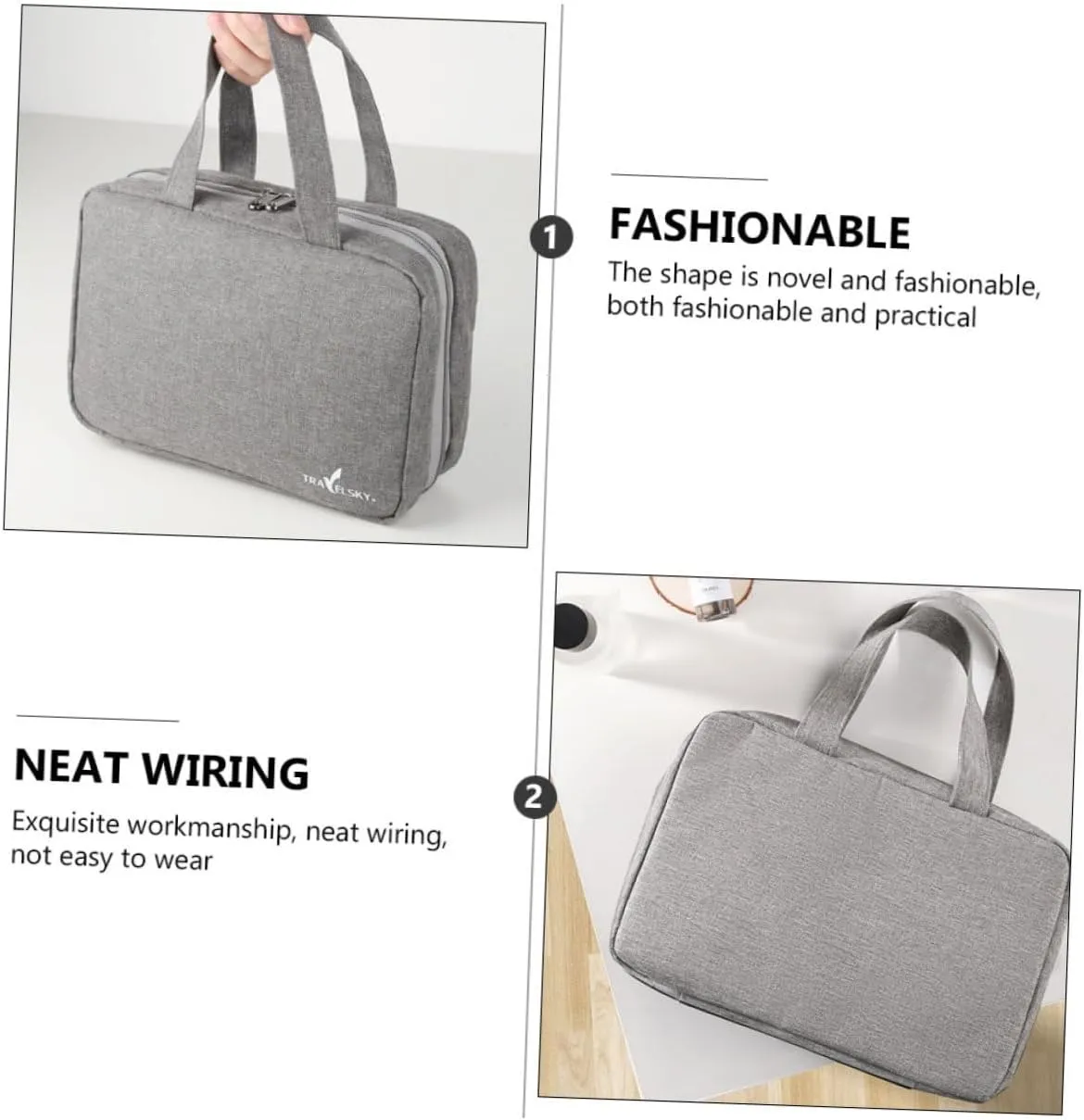 DOITOOL 1pc Makeup Storage Bag Makeup Bags Purse Makeup Bag Toiletry Travel Bag Make up Storage Bags Male, Grey, 27X8X18CM