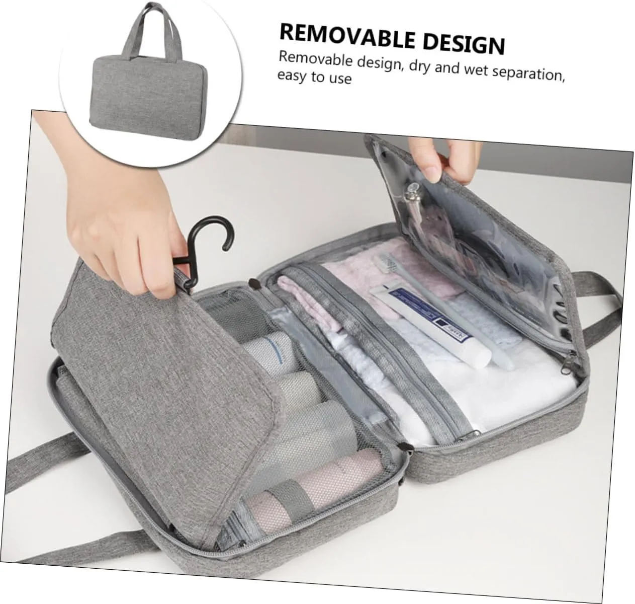 DOITOOL 1pc Makeup Storage Bag Makeup Bags Purse Makeup Bag Toiletry Travel Bag Make up Storage Bags Male, Grey, 27X8X18CM