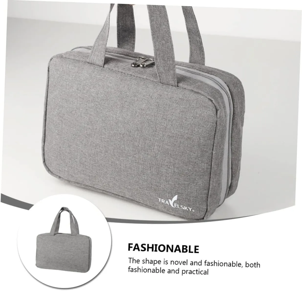 DOITOOL 1pc Makeup Storage Bag Makeup Bags Purse Makeup Bag Toiletry Travel Bag Make up Storage Bags Male, Grey, 27X8X18CM