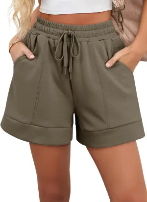 Dokotoo Women's Air Layer Casual Comfy Moisture Wicking Drawstring Shorts with Pockets