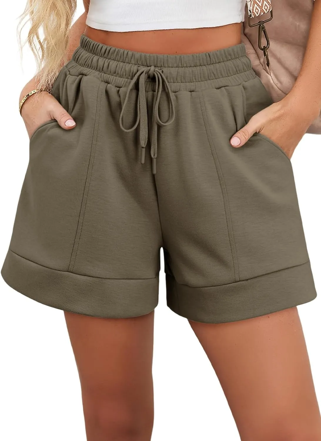 Dokotoo Women's Air Layer Casual Comfy Moisture Wicking Drawstring Shorts with Pockets