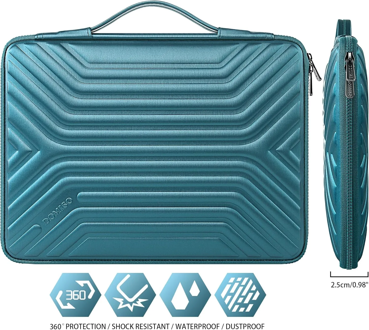 DOMISO 17 Inch Shockproof Waterproof Laptop Sleeve with Handle Lightweight Soft EVA Tablet Protective Case Bag for 17-17.3" Notebook/Dell/Lenovo/Acer/HP/MSI, Teal