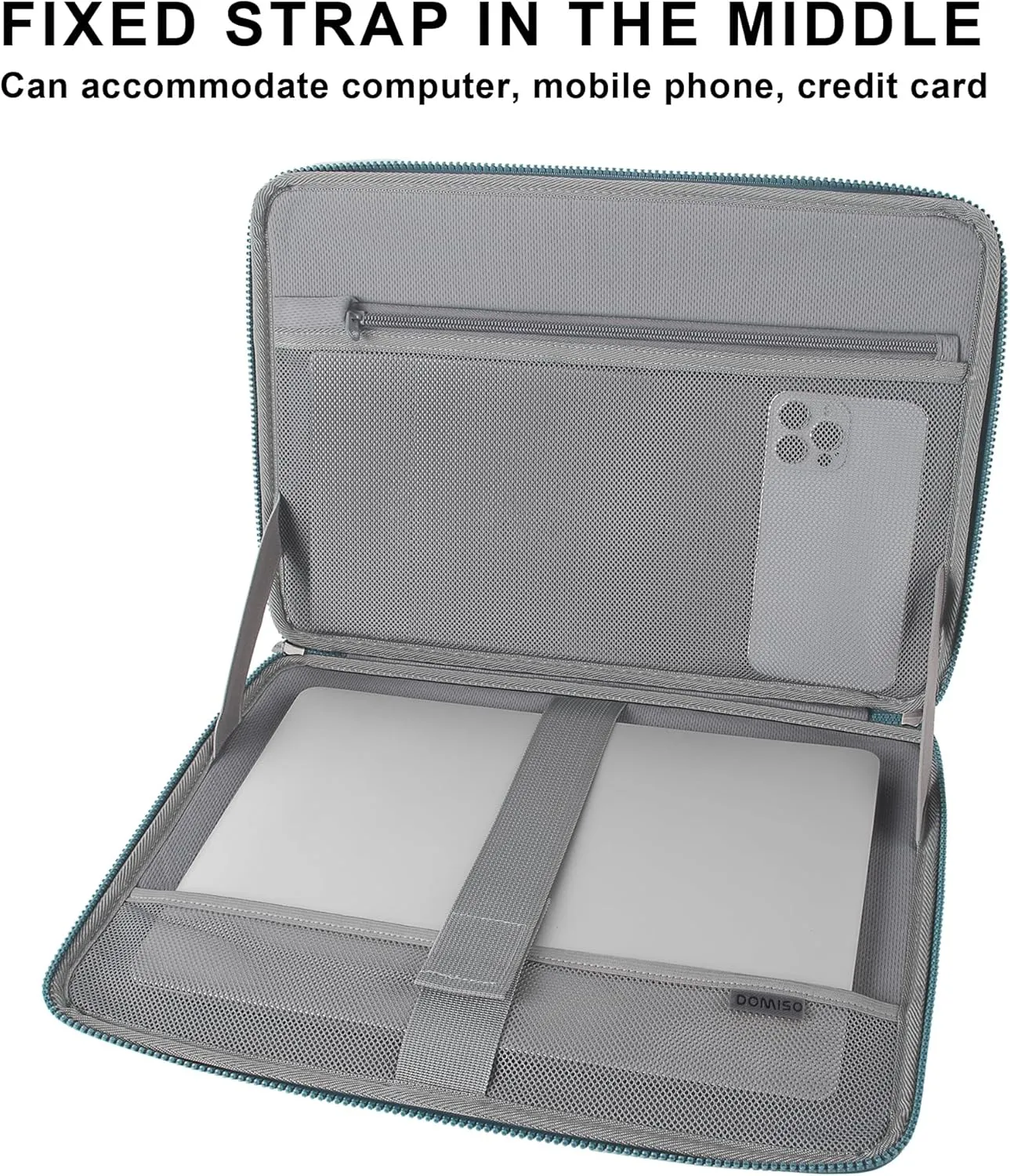 DOMISO 17 Inch Shockproof Waterproof Laptop Sleeve with Handle Lightweight Soft EVA Tablet Protective Case Bag for 17-17.3" Notebook/Dell/Lenovo/Acer/HP/MSI, Teal