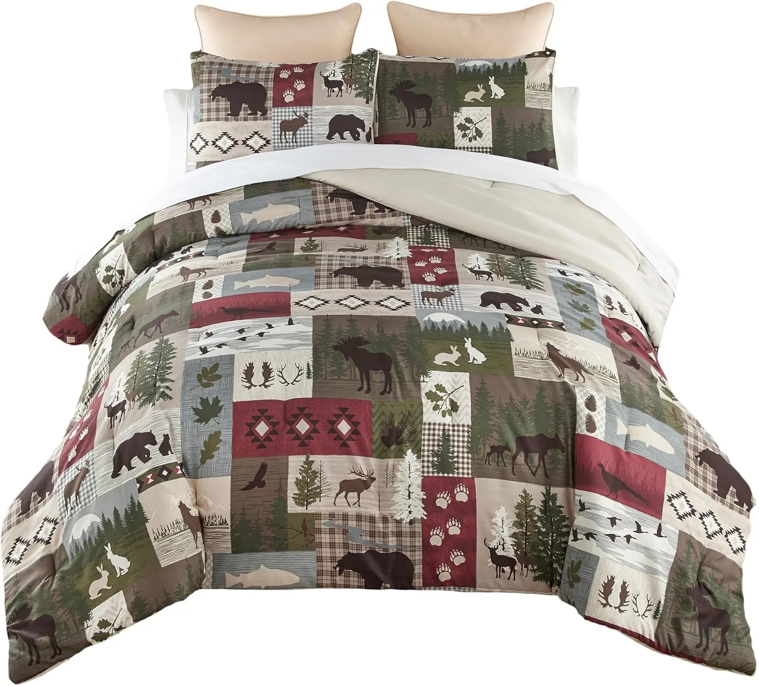 Donna Sharp Montana Forest Comforter Bedding Set - 3-Piece Queen Size Reversible Comforter Set - Includes 1 Plush Comforter and 2 Pillowcases - Machine Washable
