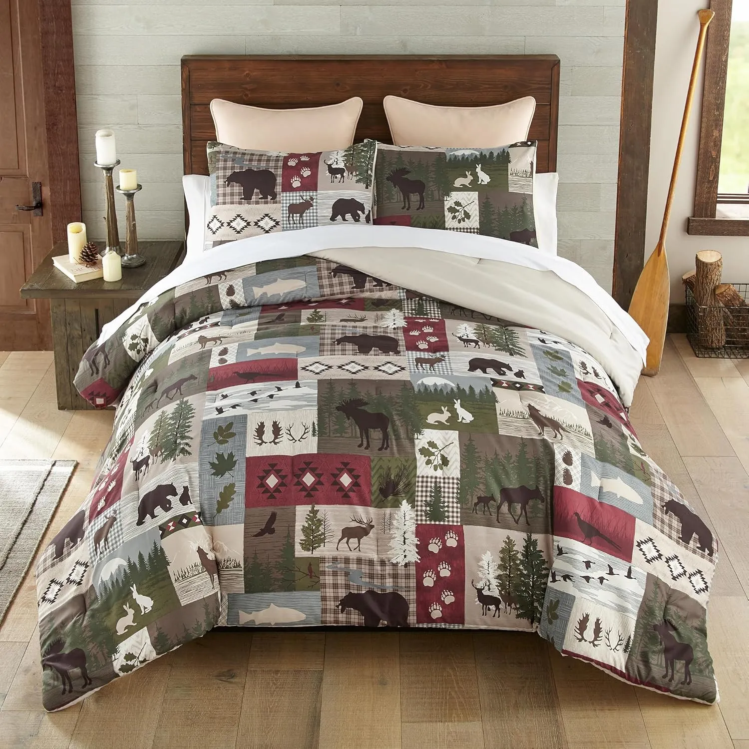 Donna Sharp Montana Forest Comforter Bedding Set - 3-Piece Queen Size Reversible Comforter Set - Includes 1 Plush Comforter and 2 Pillowcases - Machine Washable