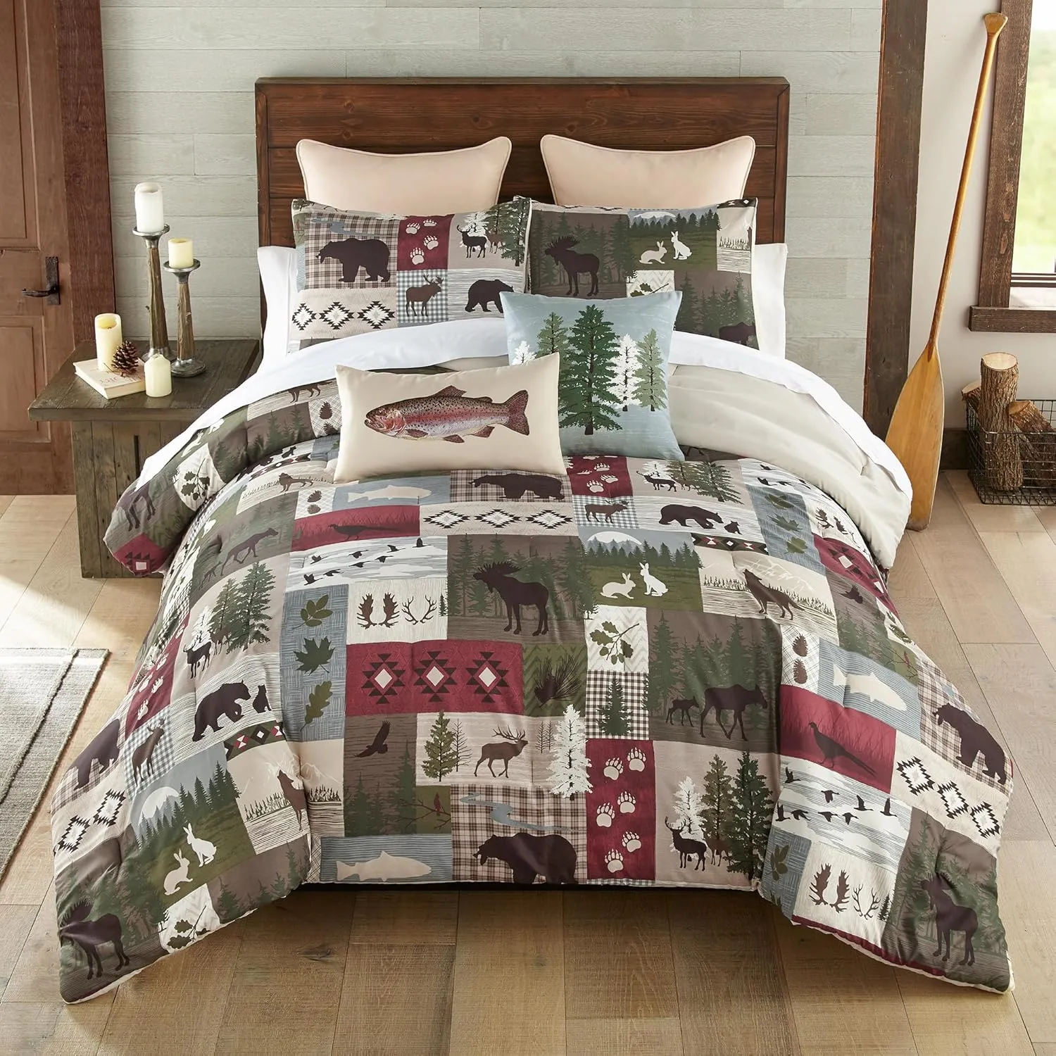 Donna Sharp Montana Forest Comforter Bedding Set - 3-Piece Queen Size Reversible Comforter Set - Includes 1 Plush Comforter and 2 Pillowcases - Machine Washable