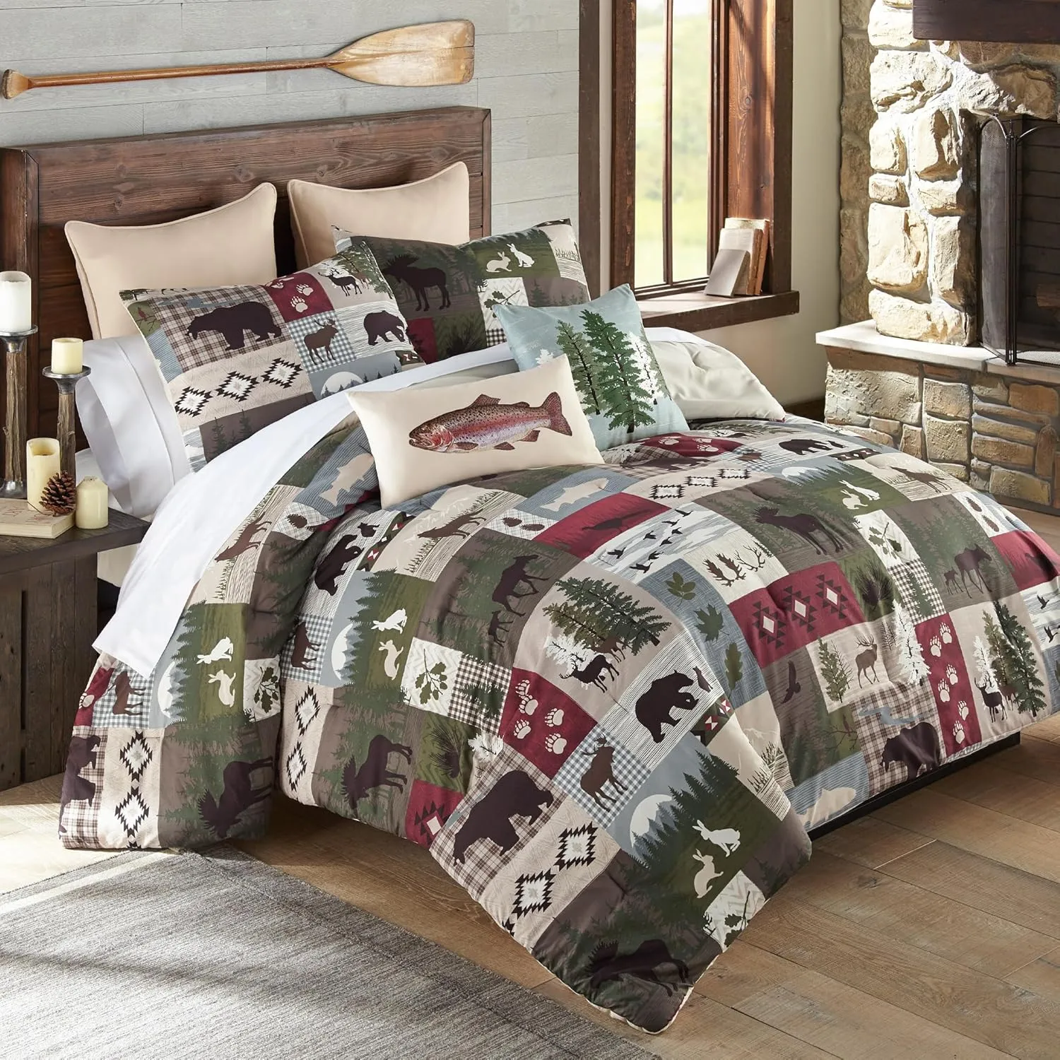 Donna Sharp Montana Forest Comforter Bedding Set - 3-Piece Queen Size Reversible Comforter Set - Includes 1 Plush Comforter and 2 Pillowcases - Machine Washable