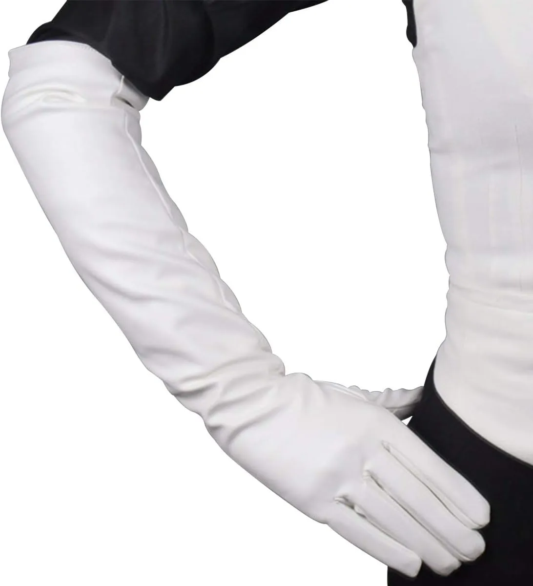 DooWay Women Long Gloves Faux Leather Over Elbow Length 20-inch PU Winter Warm Full Finger Gloves