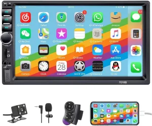 Double Din Car Stereo,7 Inch Car Radio with HD Touch Screen Bluetooth Car Stereo,Bluetooth Hands-Free Calling,Mirror Link,AUX/EQ/SWC…