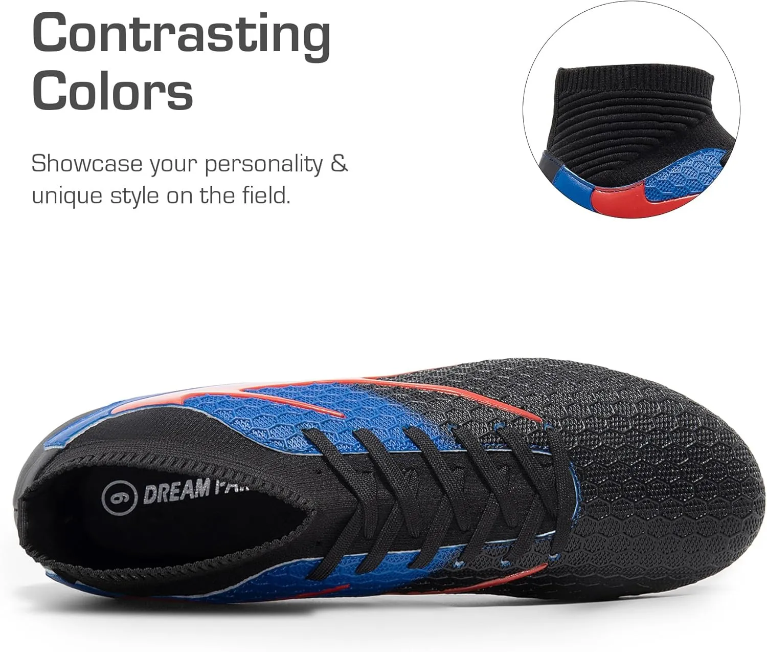 DREAM PAIRS Men's High-Tops Soccer Cleats Lace-Up Adult Football Shoes Lightweight Professional Athletic Training Soccer Shoes