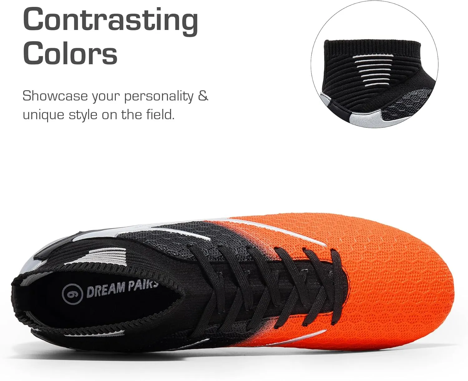 DREAM PAIRS Men's High-Tops Soccer Cleats Lace-Up Adult Football Shoes Lightweight Professional Athletic Training Soccer Shoes