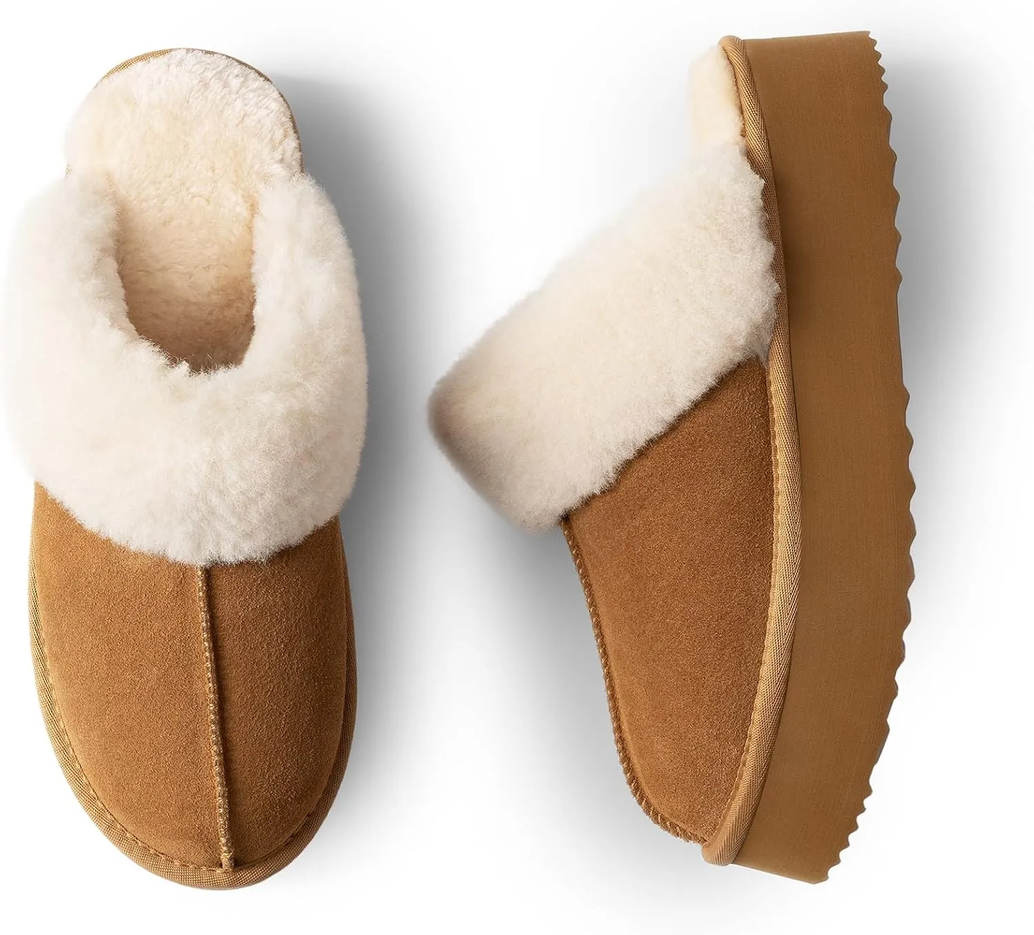 DREAM PAIRS Platform Slippers for Women Genuine Suede FuzzyEasy Cozy Memory Foam Waterproof Slippers Shoes for Indoor and Outdoor