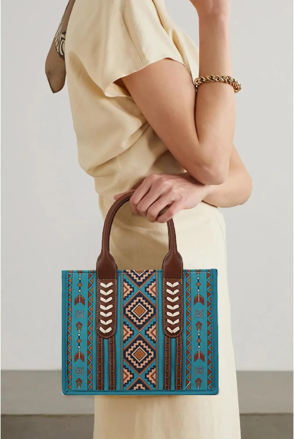 Dyalsa Tote Bag for Women Canvas Western Printed Purses Shoulder Boho Aztec Handbags with Ajustable Shoulder Strap