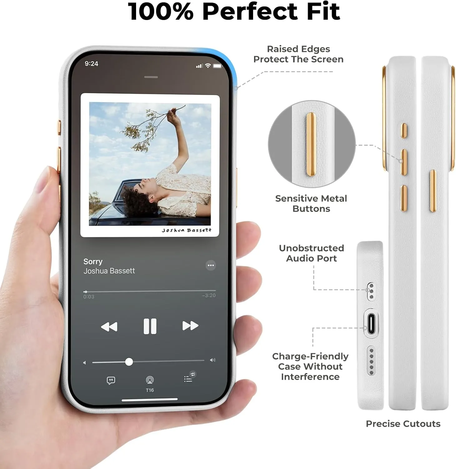EasyAcc for iPhone 15 Pro Max Leather Case, [Compatible with Magsafe], Luxurious Vegan Leather Magnetic Phone Case, Protective Slim Case with Metal Buttons & Camera Bezel, Anti-Scratch Phone Cover