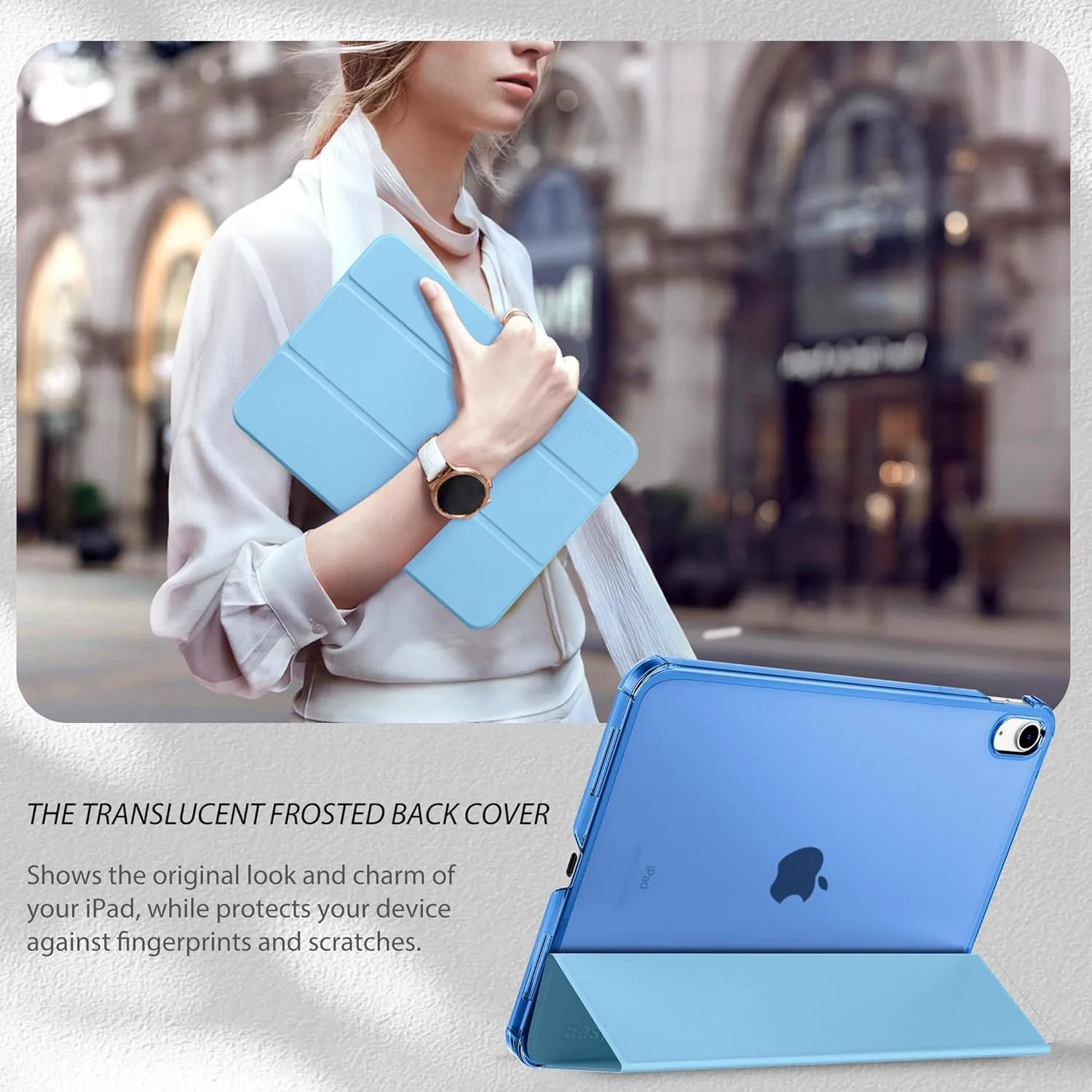 EasyAcc iPad 10th Generation Case, Slim Hard Back Shell, Blue, 10.9 Inch