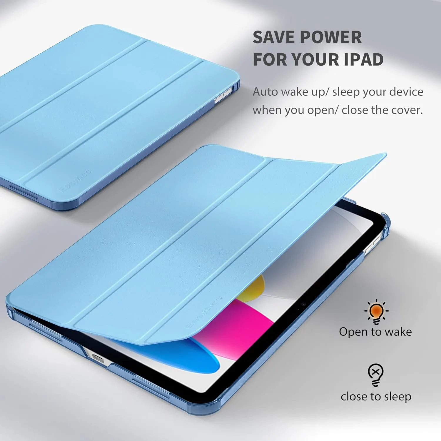 EasyAcc iPad 10th Generation Case, Slim Hard Back Shell, Blue, 10.9 Inch