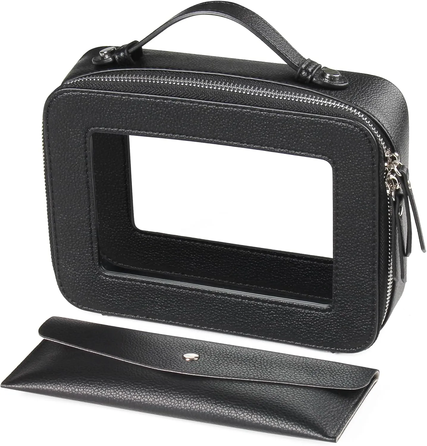 EcoVision Clear Makeup Bag, Travel Cosmetic Accessory Bag, Toiletry Organizer Bags for Women, Portable Waterproof Zipper Cosmetic Bag with Transparent Window