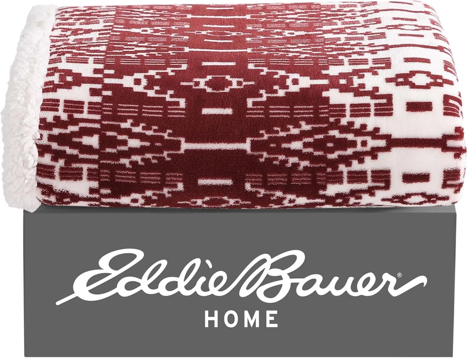 Eddie Bauer - Throw Blanket, Soft Fleece Bedding with Sherpa Reverse, Plush Home Decor (San Juan Red Clay, 50" x 60")